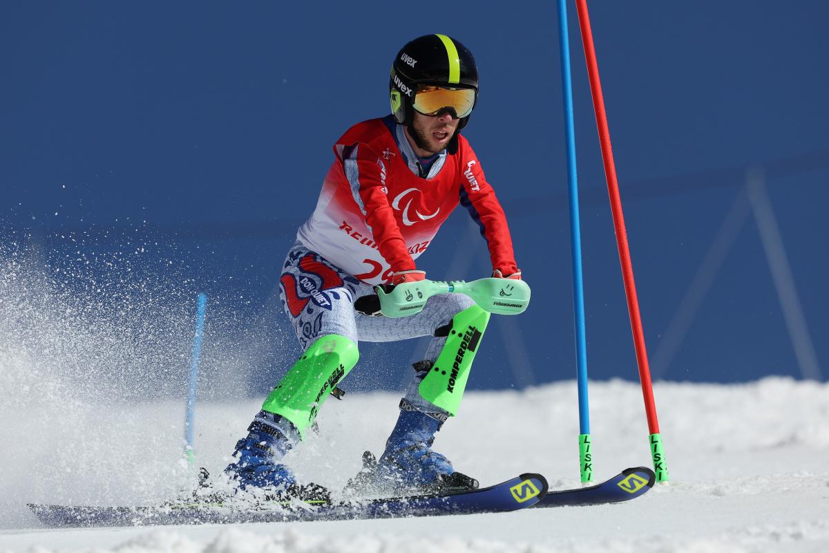 Slovakian Para Alpine skier Martin France in action