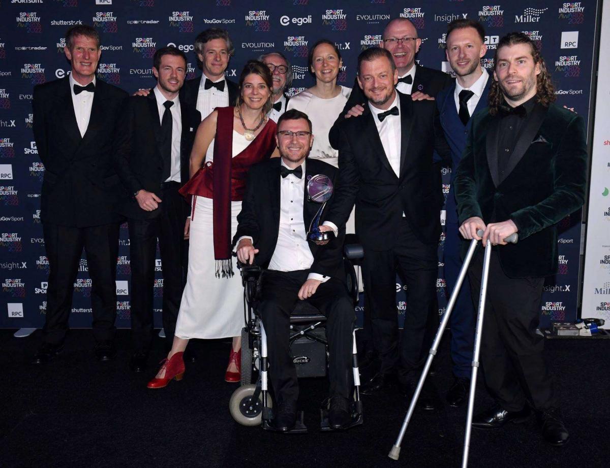 Representatives of the International Paralympic Committee and International Disability Alliance celebrate winning International Campaign of the Year award.