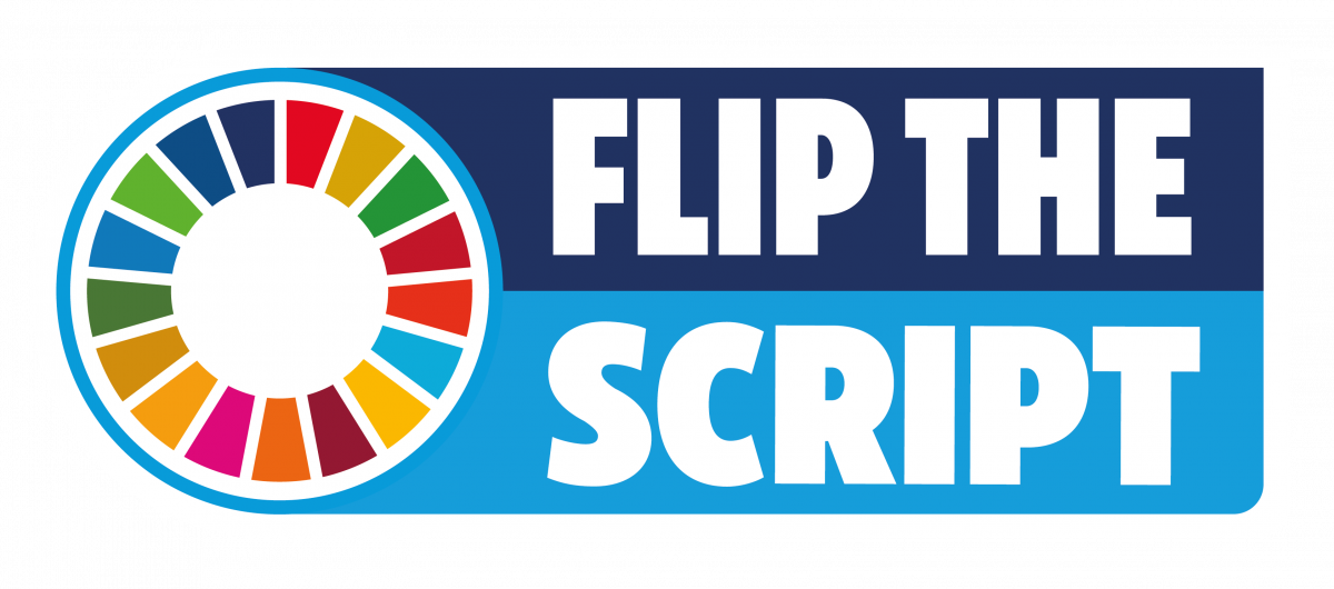The logo of the UN SDG Flip The Script campaign