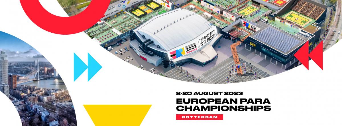 A Cover Photo of the European Para Championships showing aerial images of venues in Rotterdam
