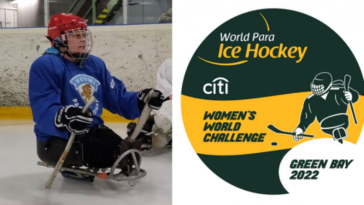 A picture of a female Para ice hockey player next to the logo of the Women's World Challenge