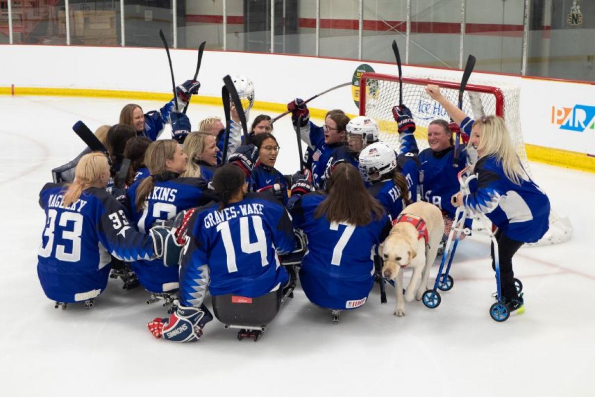 Team USA celebrate after retaining their title beating Canada