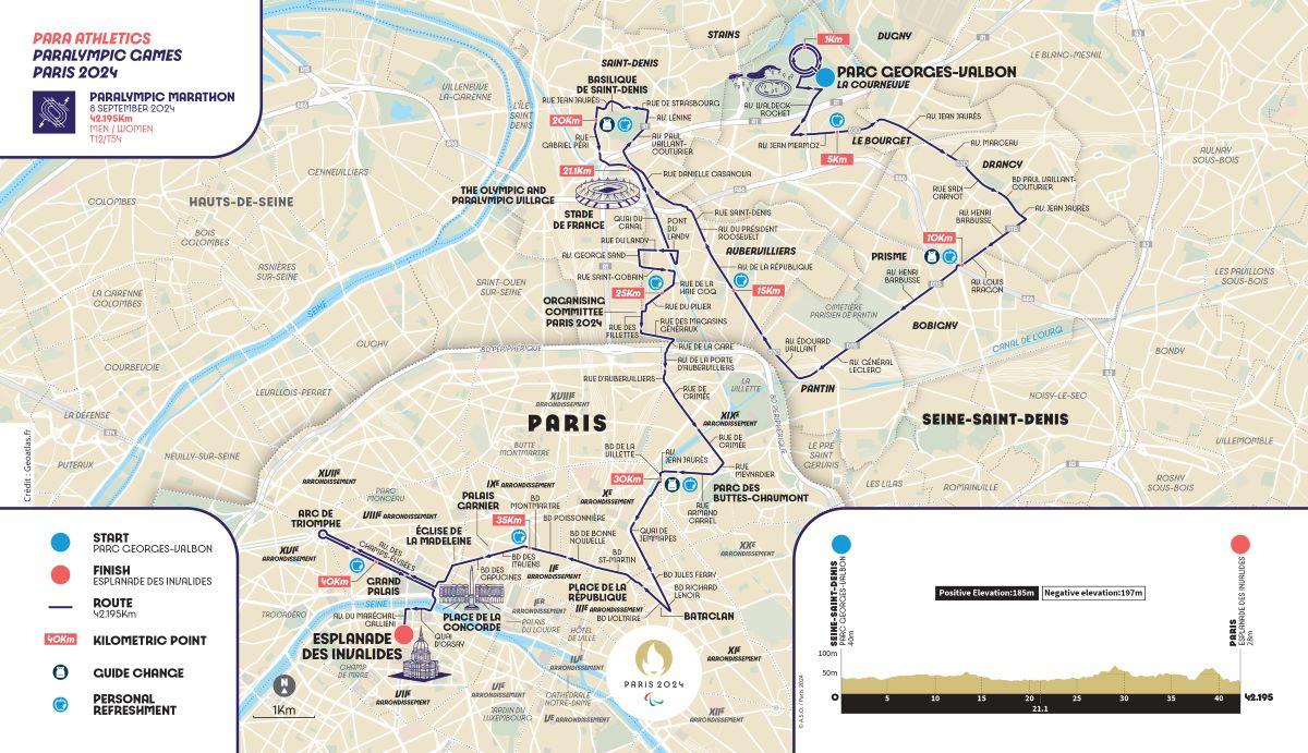 The Paralympic marathon will go through many Paris monuments. 