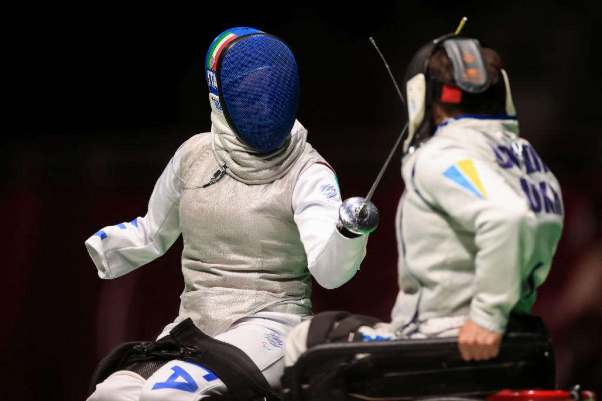 Wheelchair fencer Bebe Vio competing at the Tokyo 2020 Paralympic Games