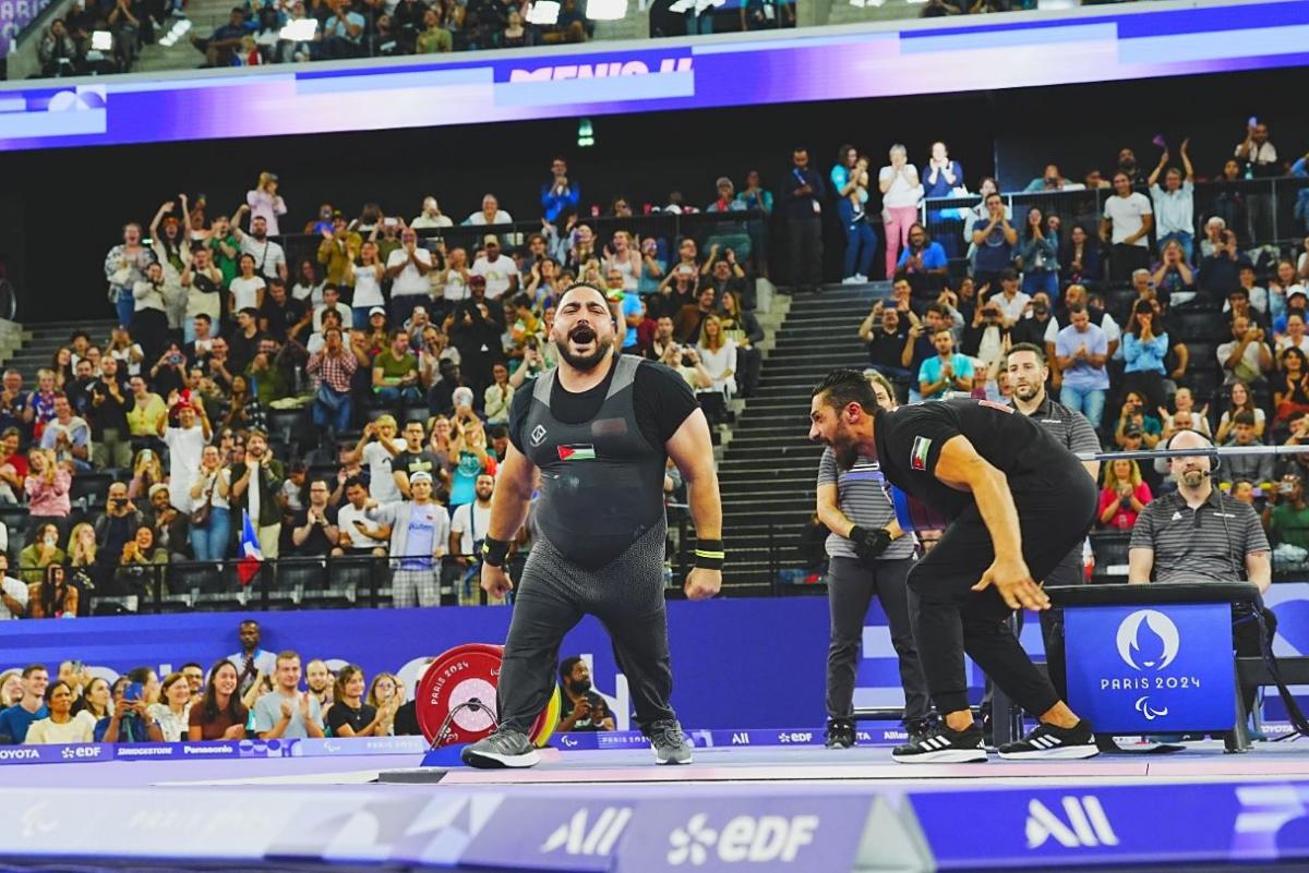 An athlete celebrate his win