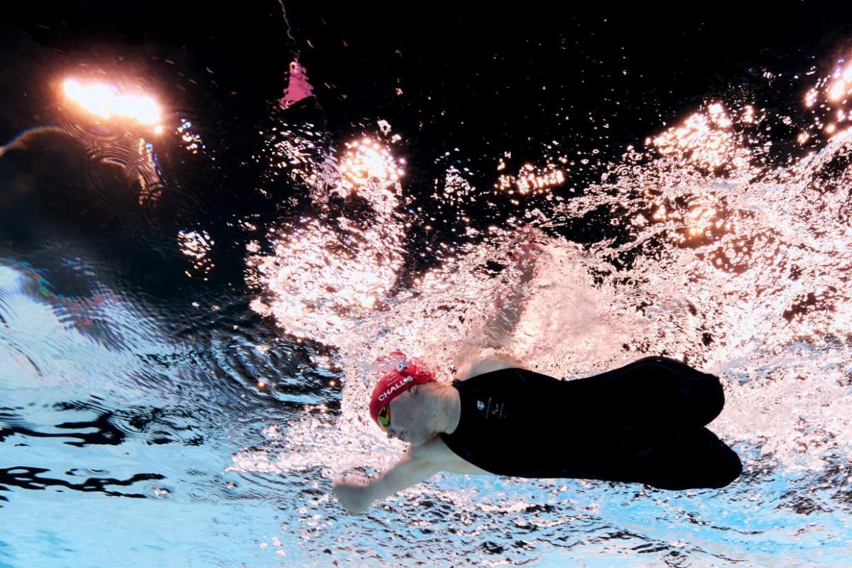 A Para swimmer in action