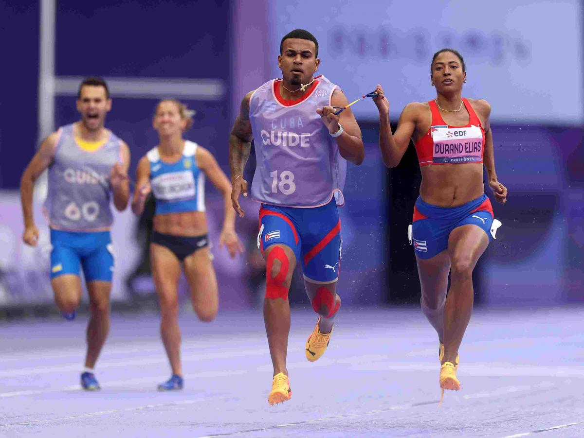 Athletes competing on the track