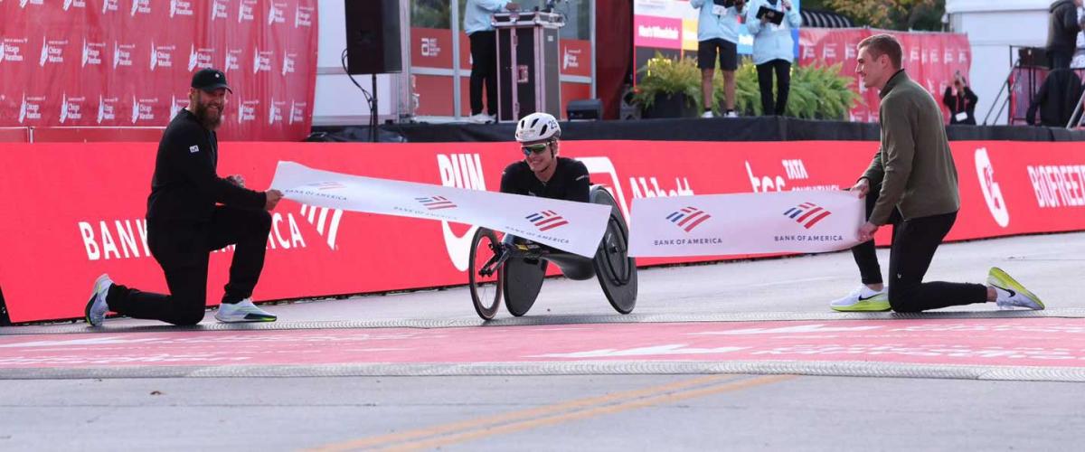 An athlete at the finish line