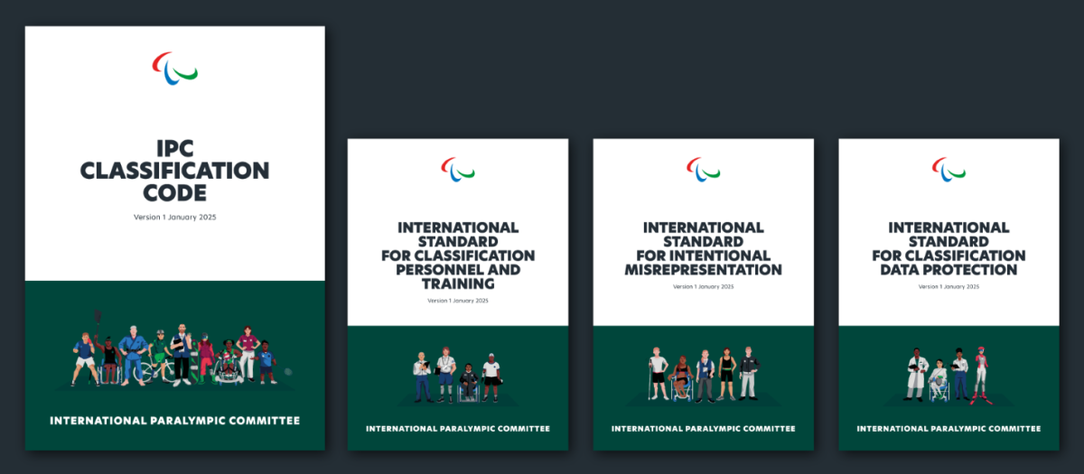 Graphic copiling the covers of the IPC Classification Code, International Standard for Classification Personnel and Training, International Standard for Intentional Misrepresentation and International Standard for Classification Data Protection