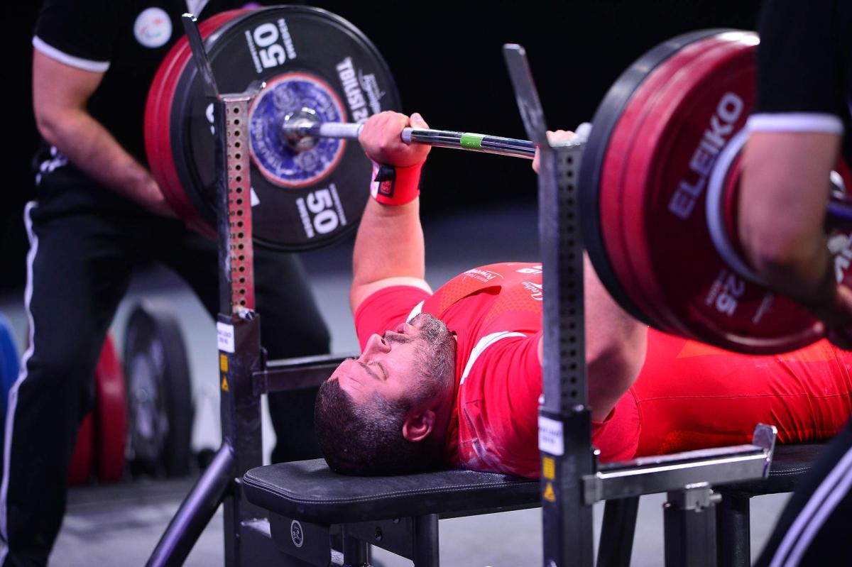 A powerlifter in action