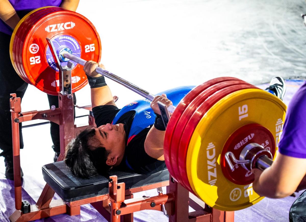 An athlete on the bench