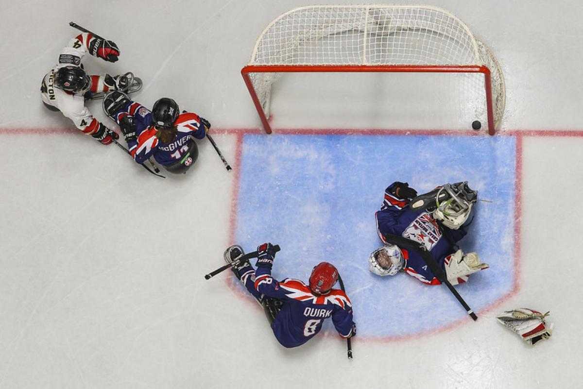 A view from the top of a Para ice hockey game Canada vs Great Britain
