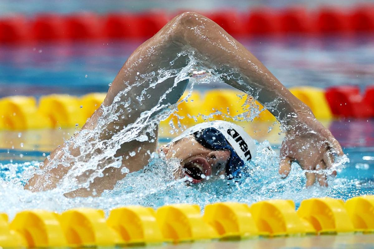 A swimmer in action 