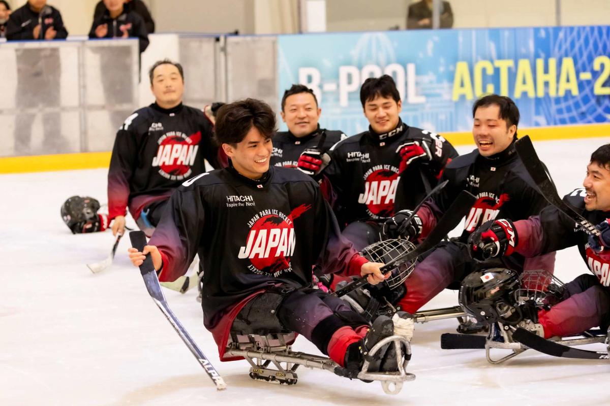 Athletes celebrate in joy