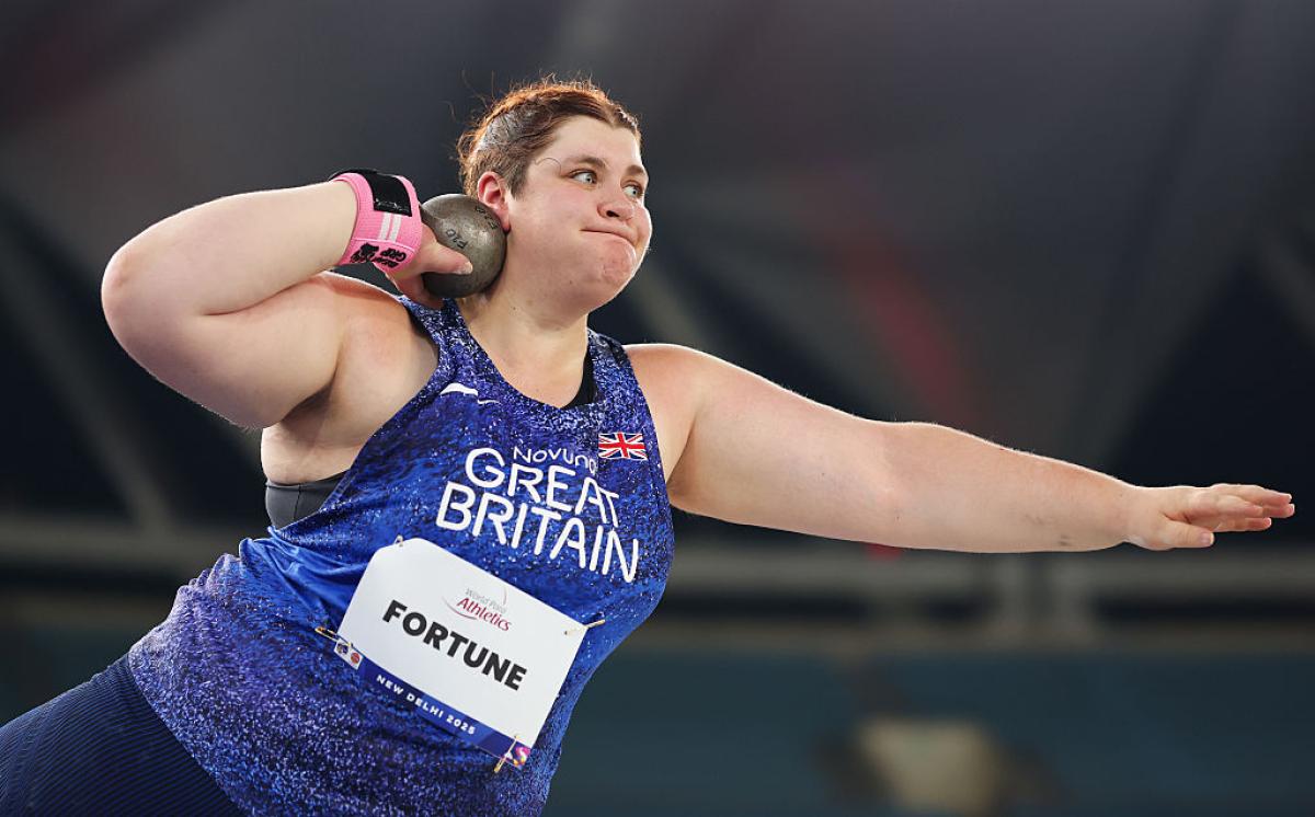 A shot-putter in action  