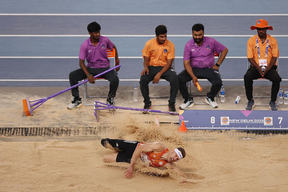 An athlete after a jump