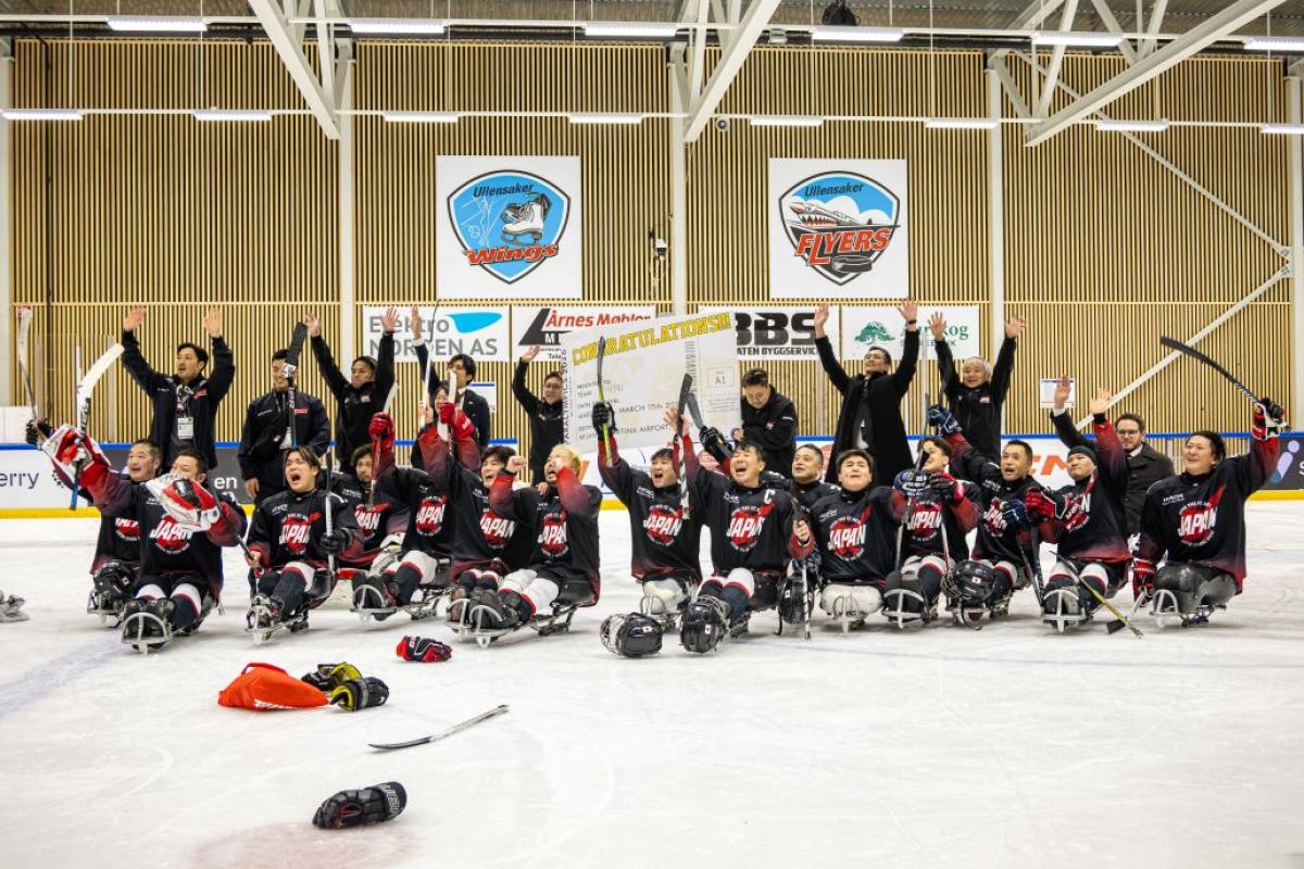 Athletes celebrate in joy