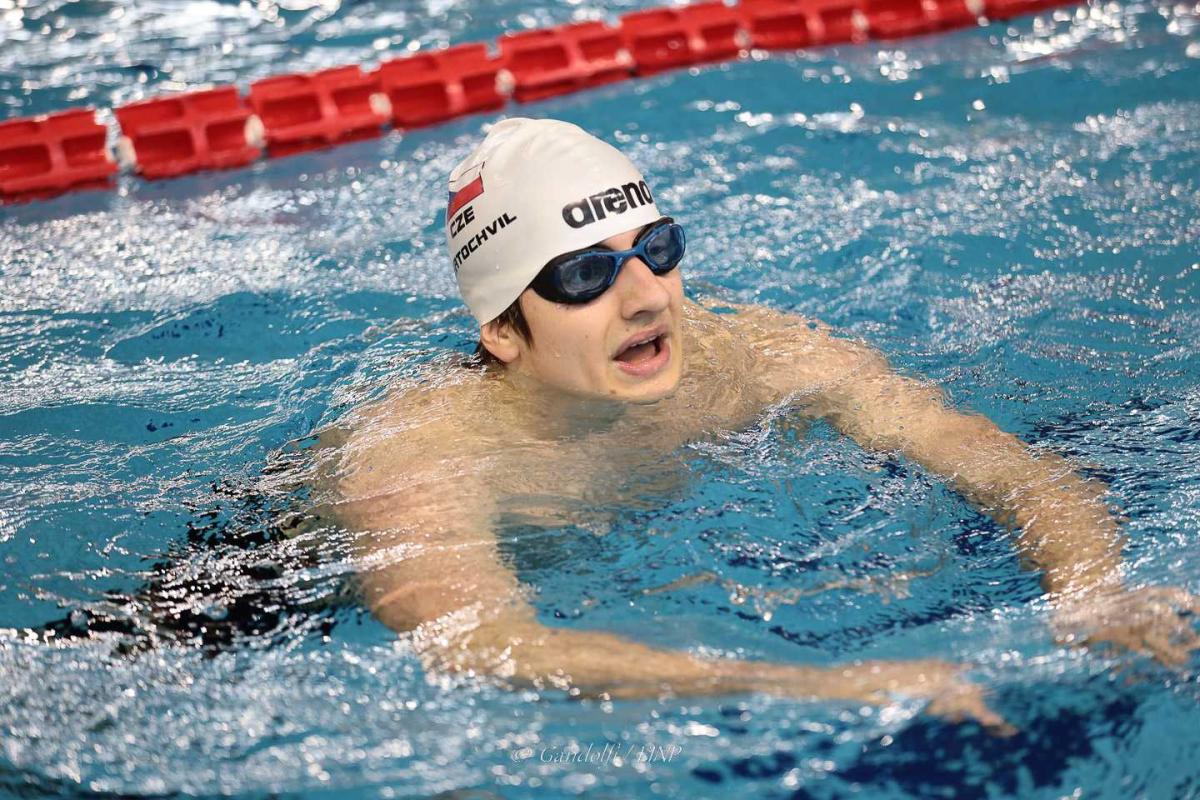 A Para swimmer in action