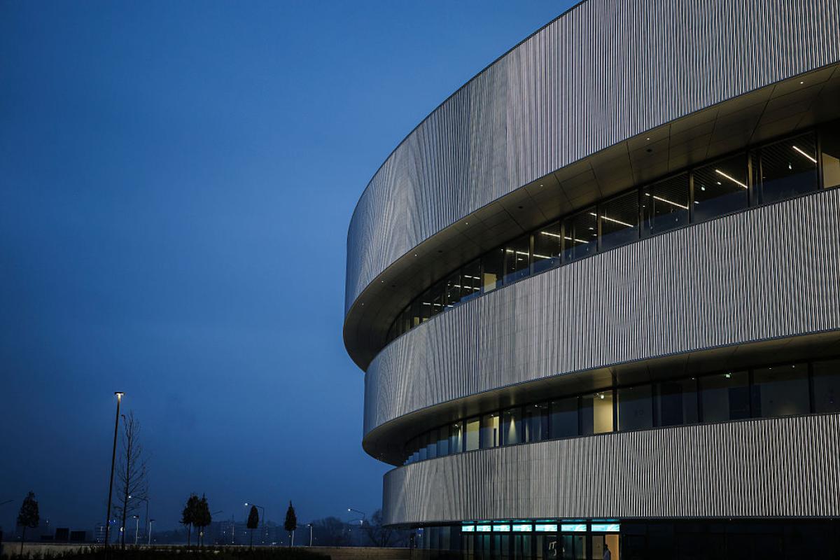 An external view of the Milano Santagiulia Ice Hockey Arena