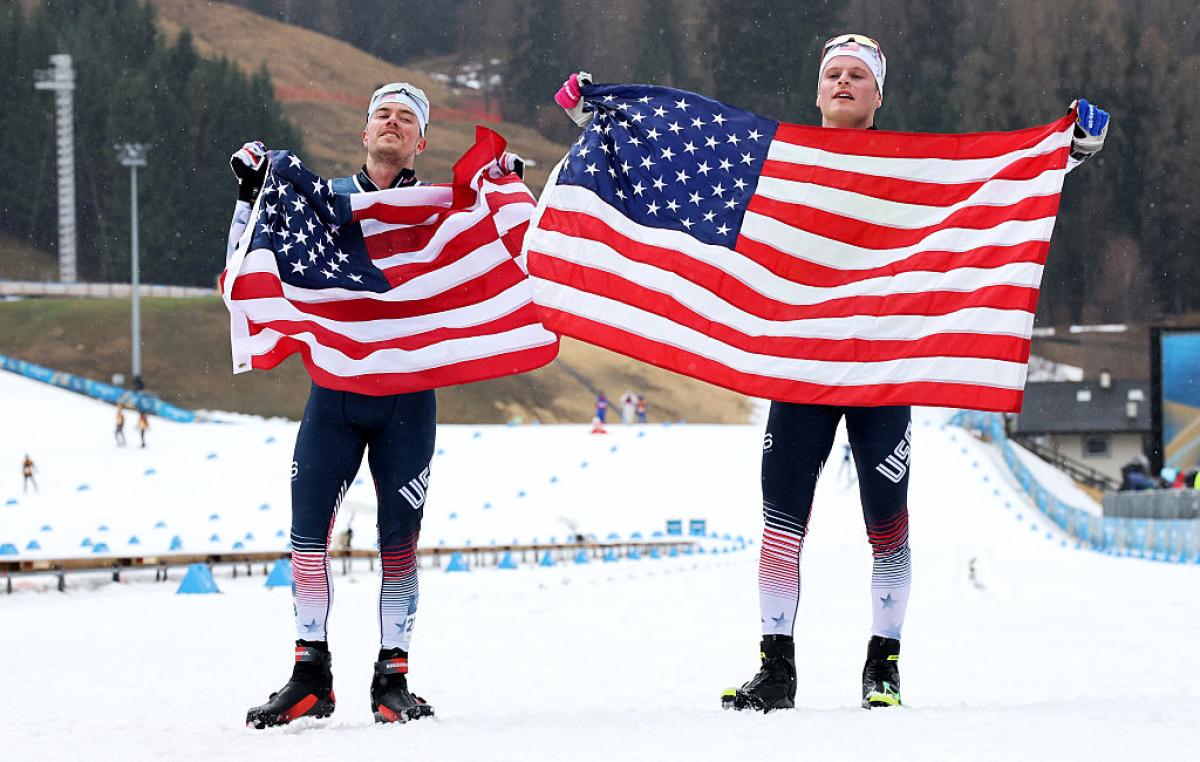 Jake Adicoff of Team United States and guide Peter Wolter