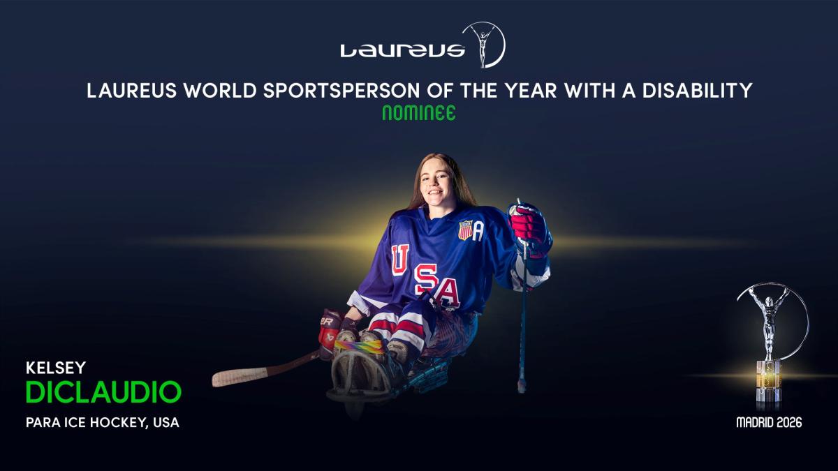 A graphic announcing Kelsey DiClaudio as Laureus 2026 nominee
