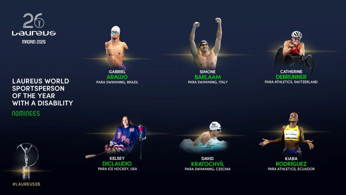 A graphic showing the 2026 Laureus World Sportsperson of the Year with a Disability Award nominees