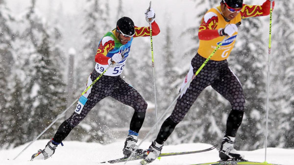 Athletes practicing Cross Country Skiing