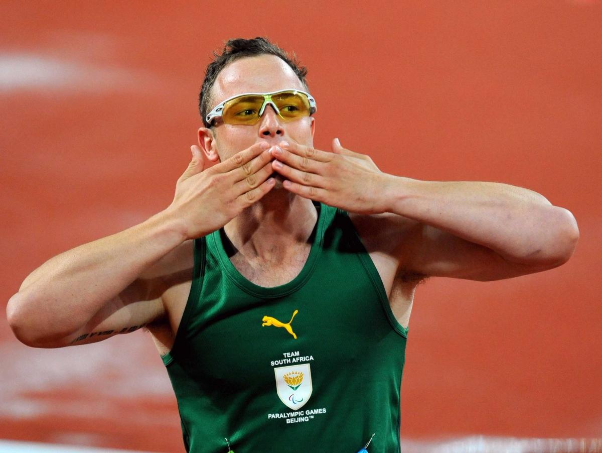 Oscar Pistorius celebrating