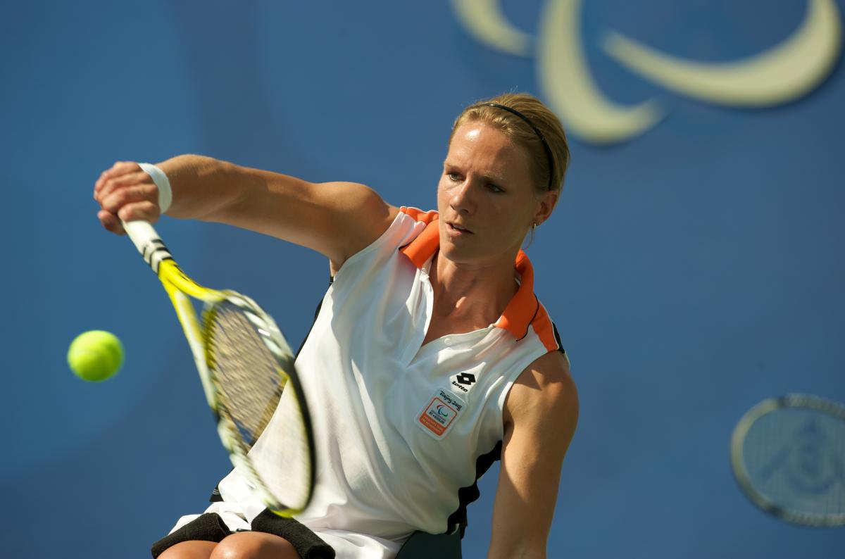 Esther Vergeer in action Esther Vergeer in action at the Beijing 2008 Paralympic Games