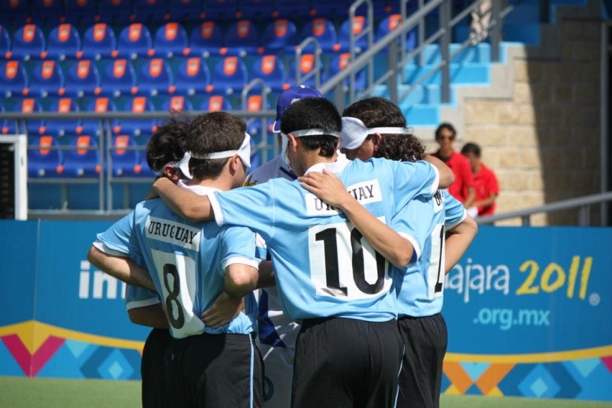 Football 5-a-side Team Uruguay during a game at the 2011 Parapan American Games in Guadalajara, Mexico