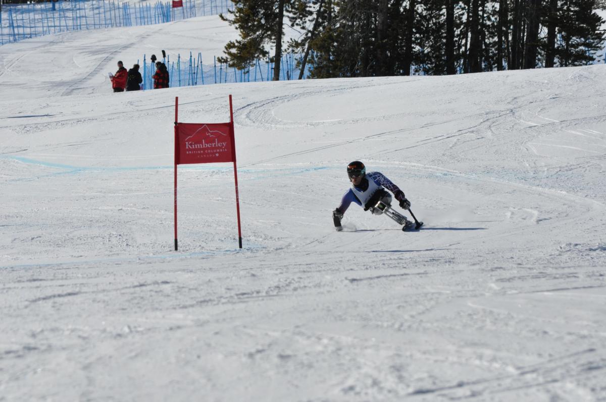 USA's Tyler Walker at the IPC Alpine Skiing NORAM Cup in Kimberley, Canada