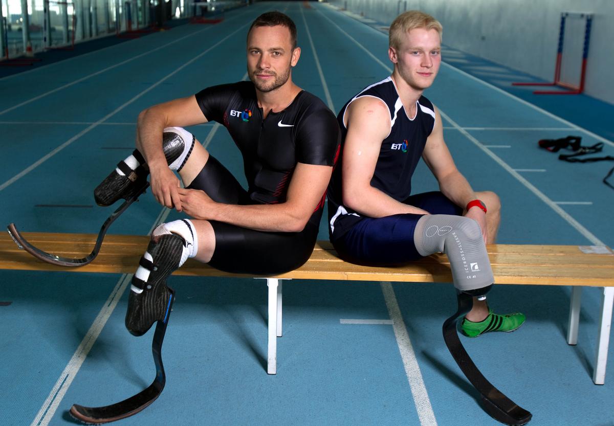 Oscar Pistorius and Jonnie Peacock Oscar Pistorius and Jonnie Peacock