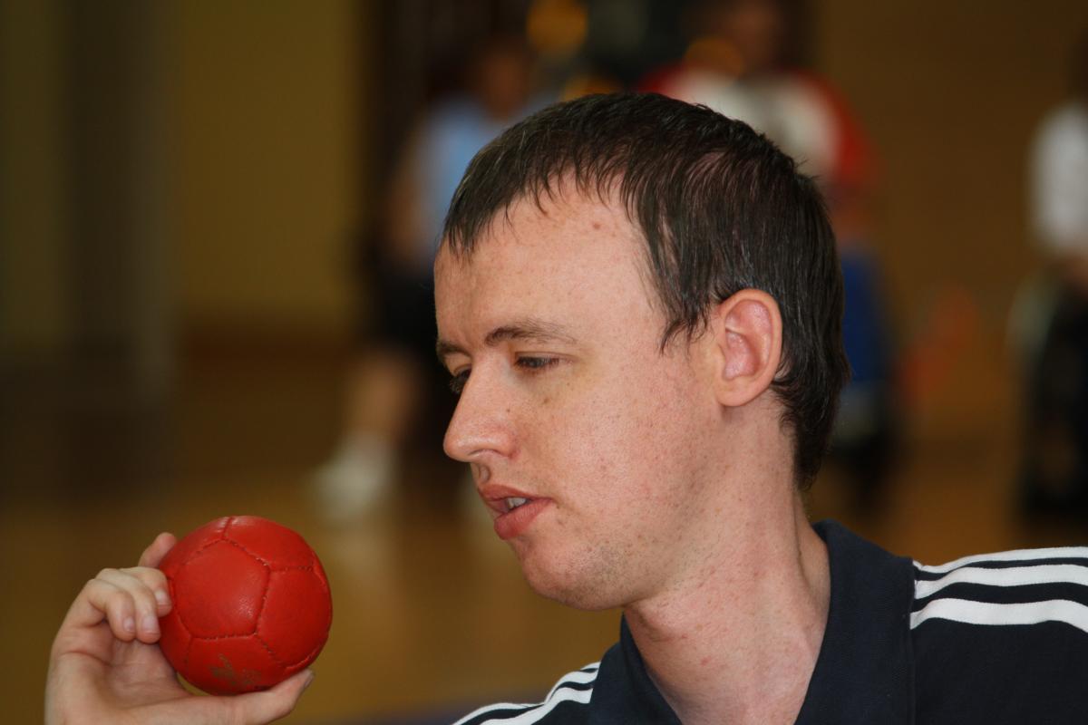 Person playing Boccia