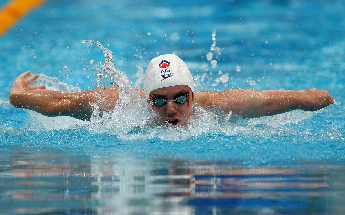 A picture of a man swimming