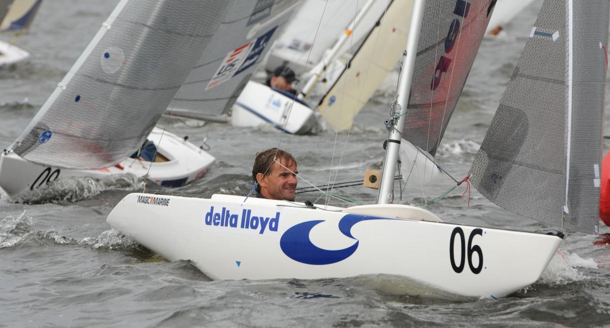 sailor in single-person keelboat