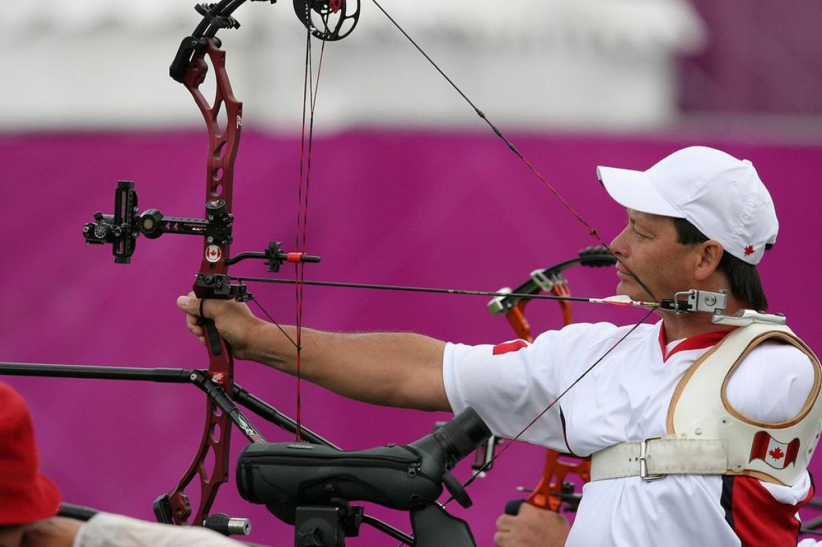 Kevin Evans gets ready to fire at London 2012