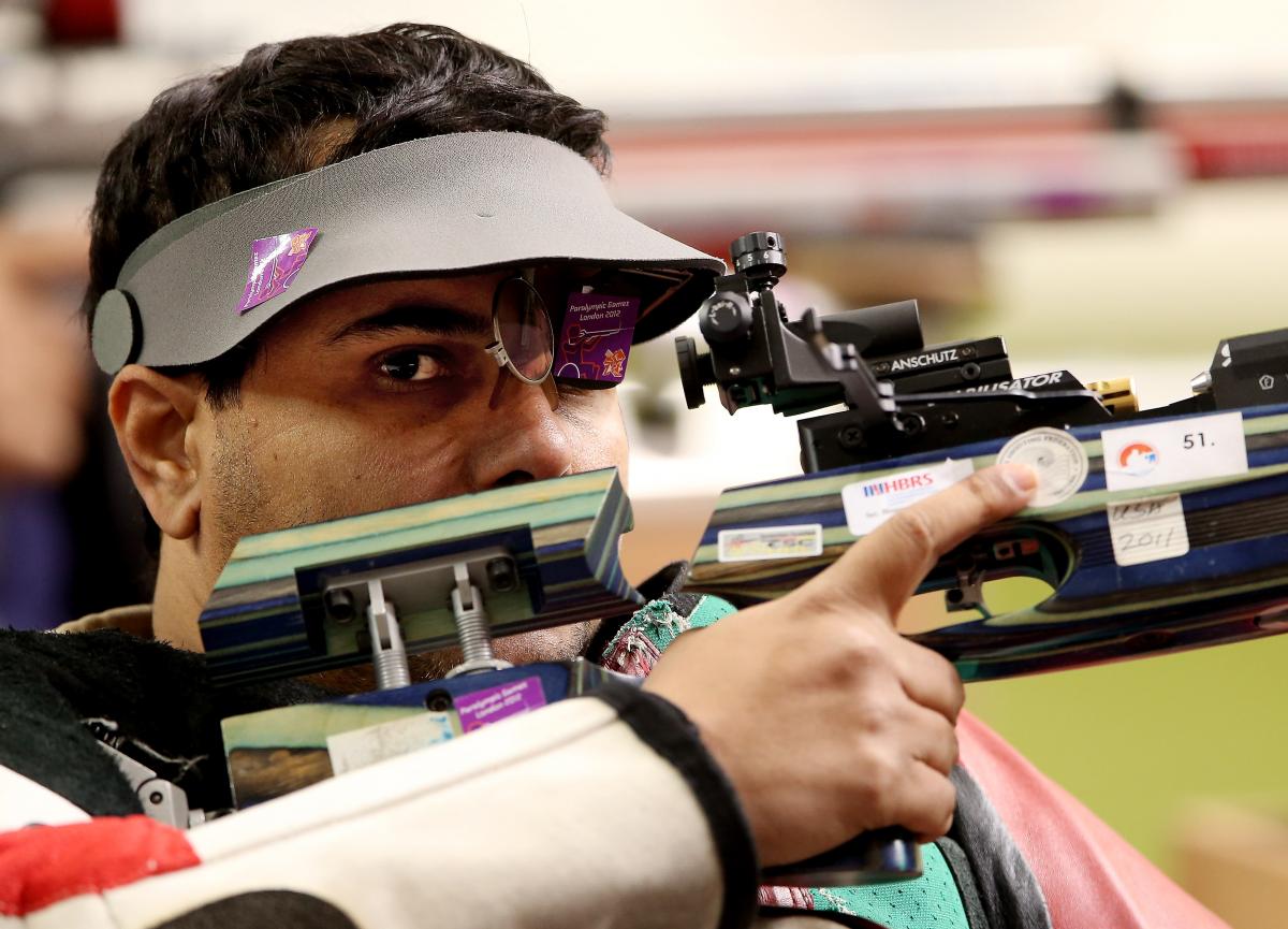 Abdulla Sultan Alaryani of The United Arab Emirates Abdulla Sultan Alaryani of The United Arab Emirates competes during the Men's R1-10m Air Rifle Standing SH1 Final