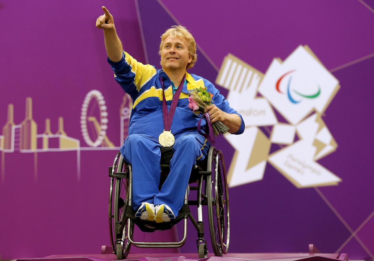 Jonas Jakobsson of Sweden celebrates winning gold Jonas Jakobsson of Sweden poses with his gold medal