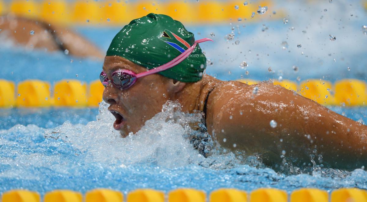 A picture of a woman swimming