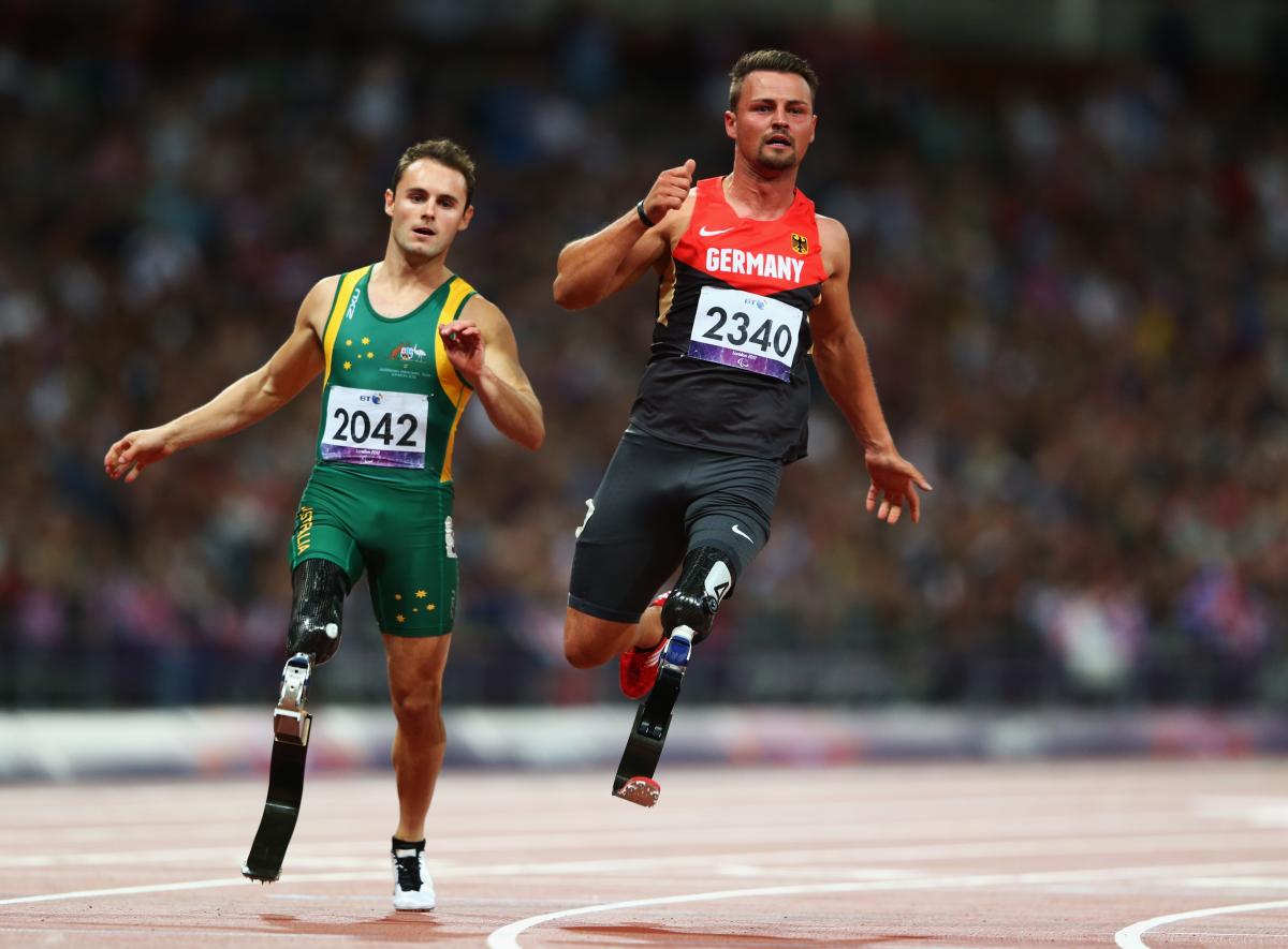 A picture of men running on a track