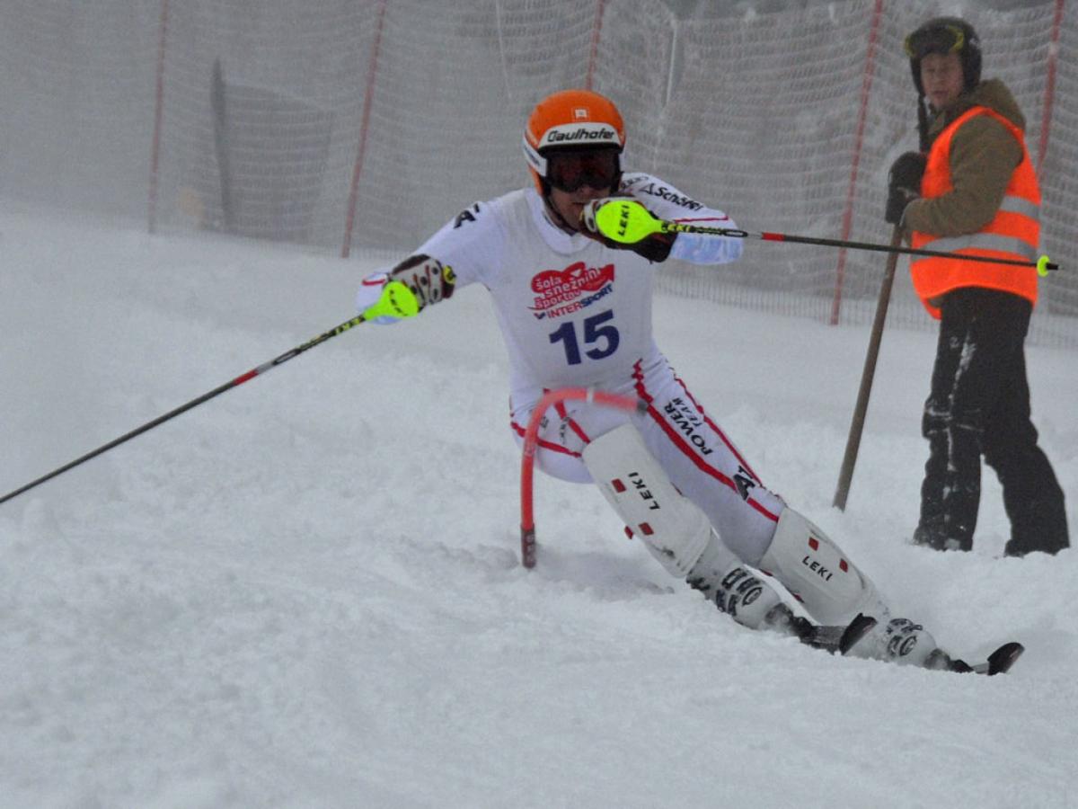 A picture of a man skiing.