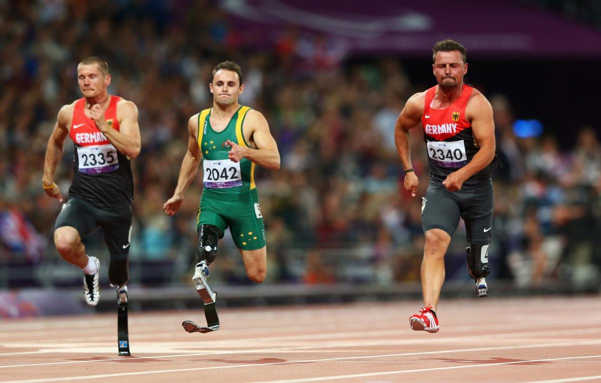 A picture of men running on a track