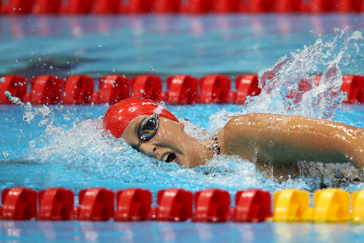 A picture of a woman swimming