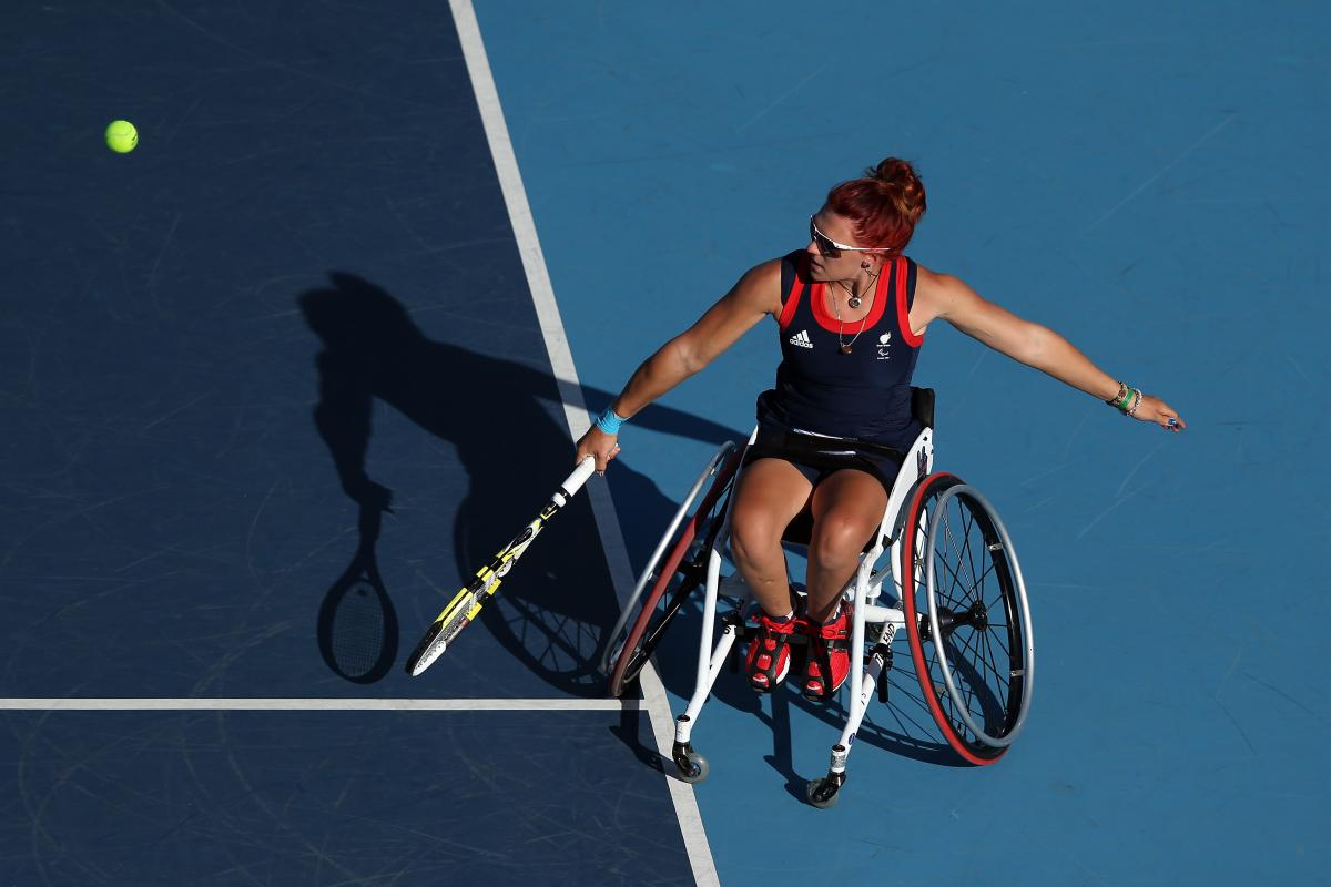 Great Britain's Jordanne Whiley plays a backhand