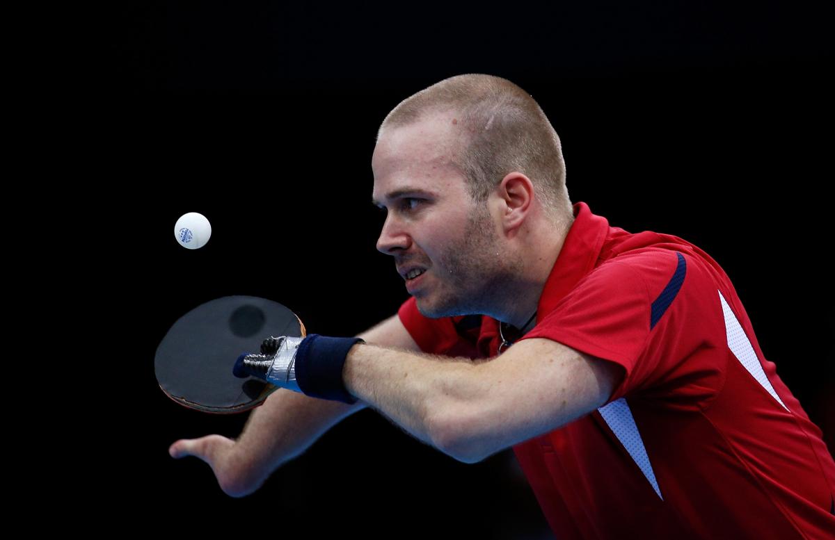 Peter Rosenmeier from Denmark plays at the London 2012 Paralympic Games