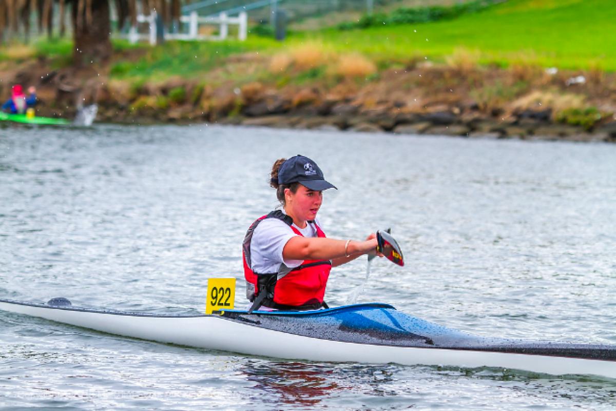 Amanda Drennan trains in the canoe