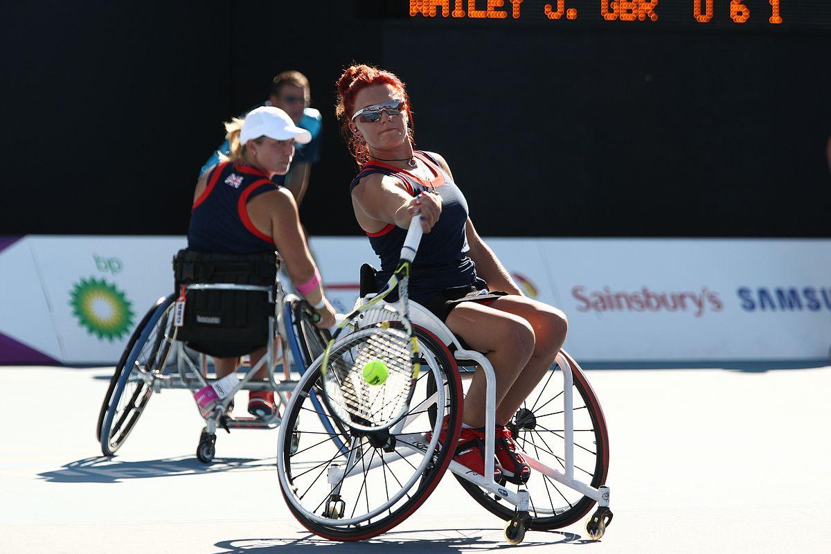 Great Britain Wheelchair Tennis The british doubles team (Shuker/Whiley) plays at the London 2012 Paralympic Games