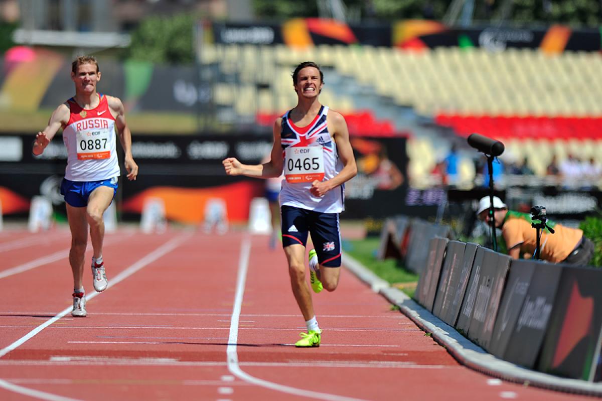 Paul Blake winning the 800m T36 Paul Blake winning the 800m T36