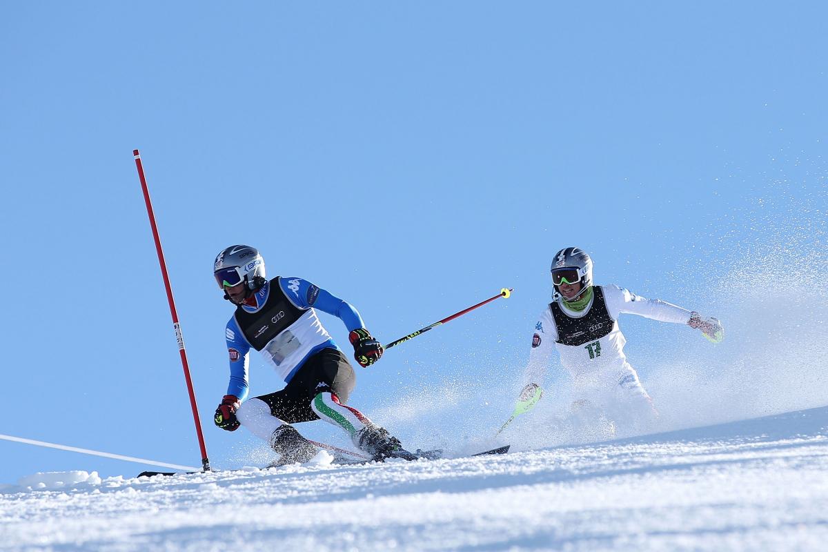 Alessandro Daldoss of Italy competes in the Mens Slalom Visually Impaired Alessandro Daldoss of Italy competes in the Mens Slalom Visually Impaired