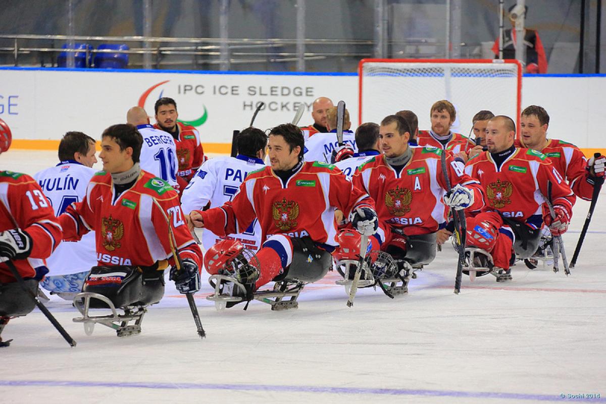 Russia's ice sledge hockey team